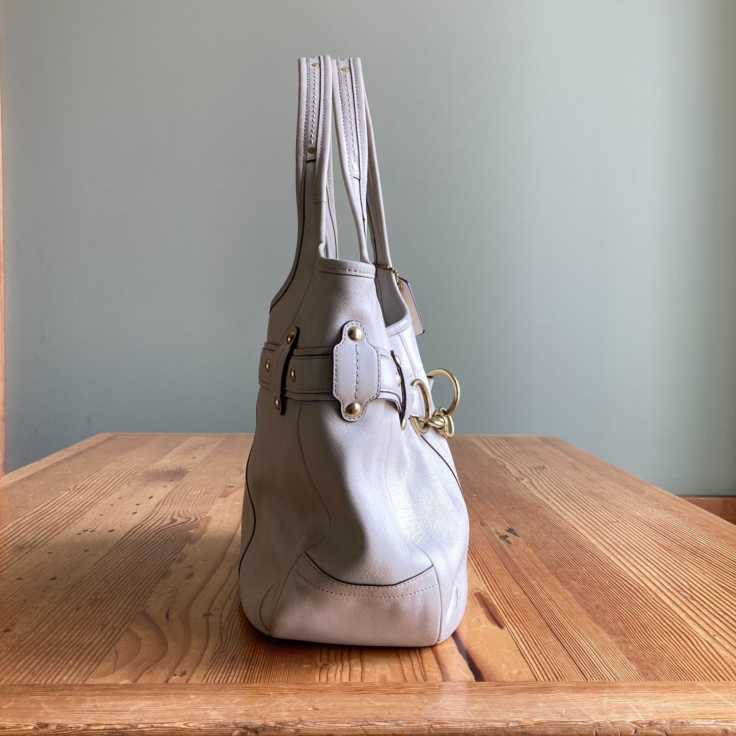 Coach Vintage Legacy 11265 Ivory White Leather Handbag Purse - 0801SM