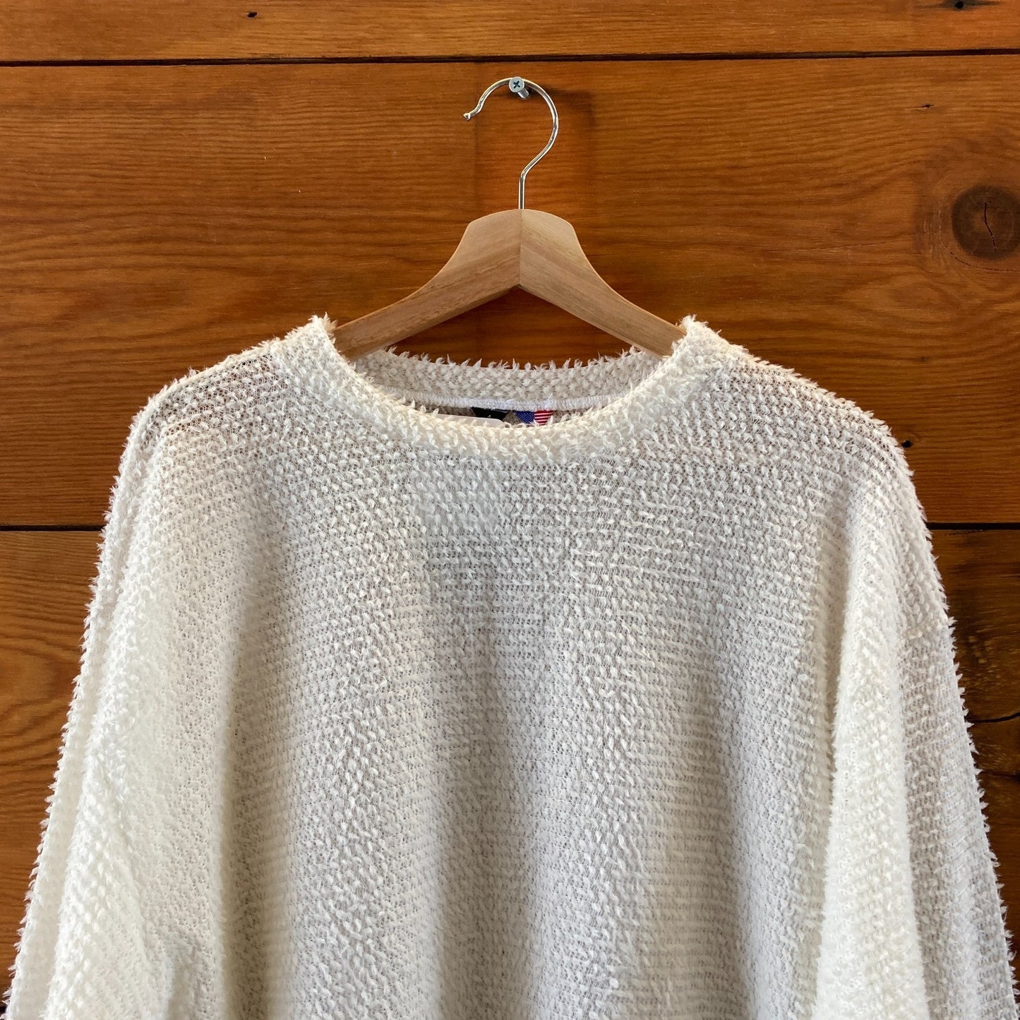Gnuhr White Polartec Pullover Long Sleeve Shag Sweater - Size 4 / L - 1105AR