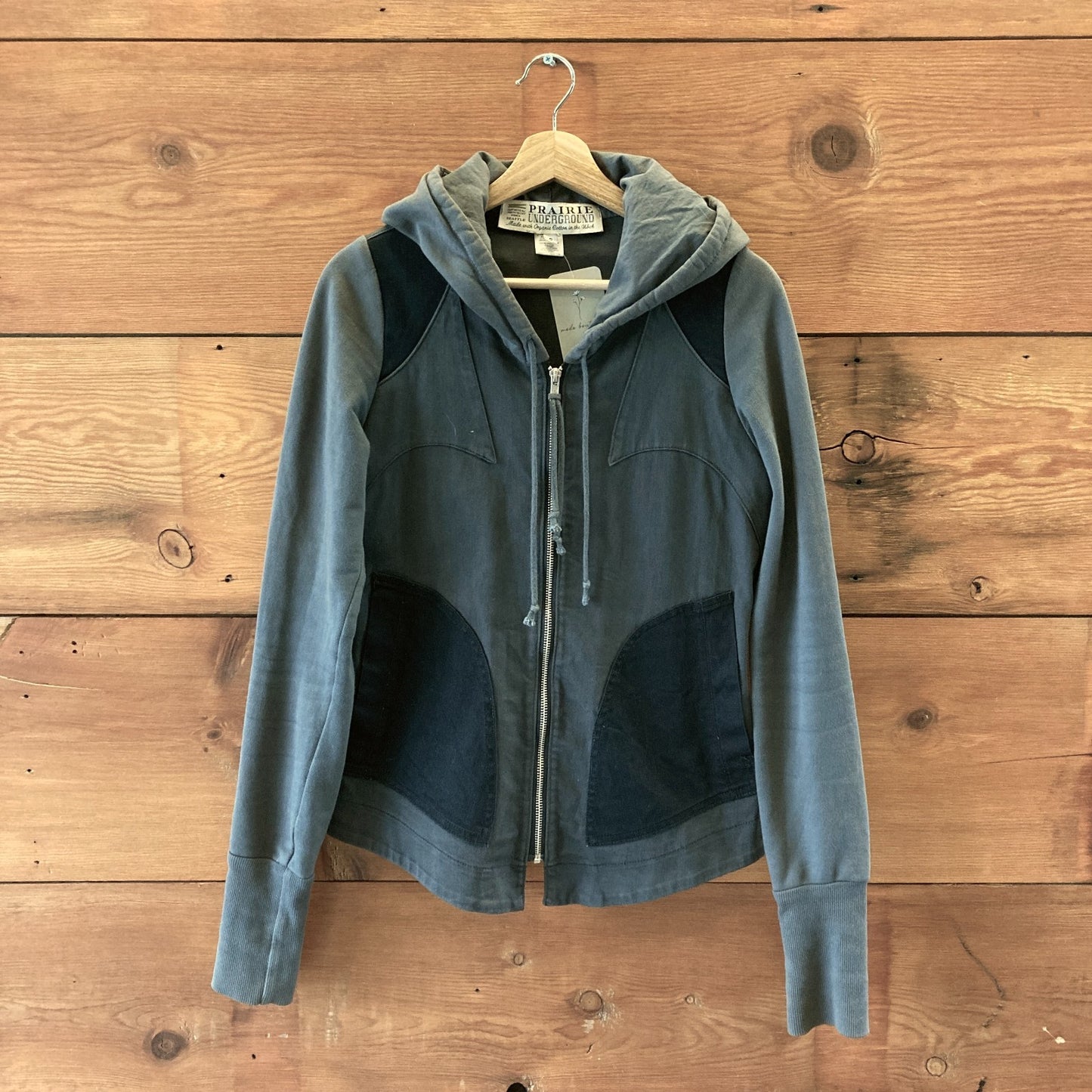 Prairie Underground Dark Gray & Black Zip Front Hooded Jacket - 0521MD