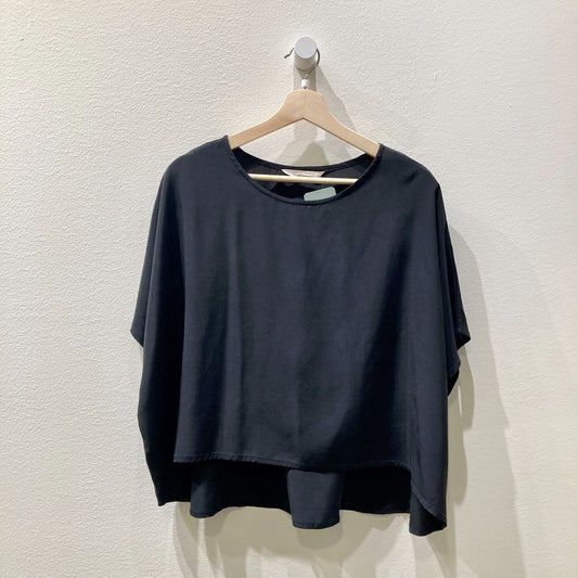 Elizabeth Suzann Black Short Sleeve 100% Silk Linn Top - Size OS - 0124KG