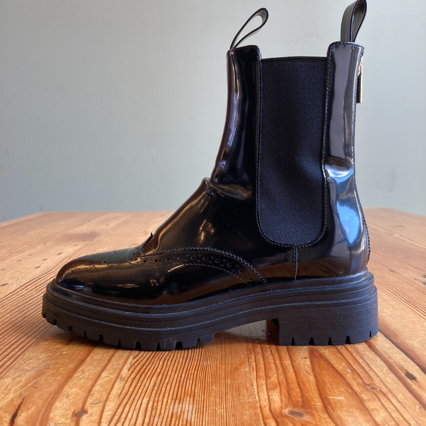 Bared Footwear Black Patent Oxford Chelsea Boots - Size 36 / 6 US - 0102JM
