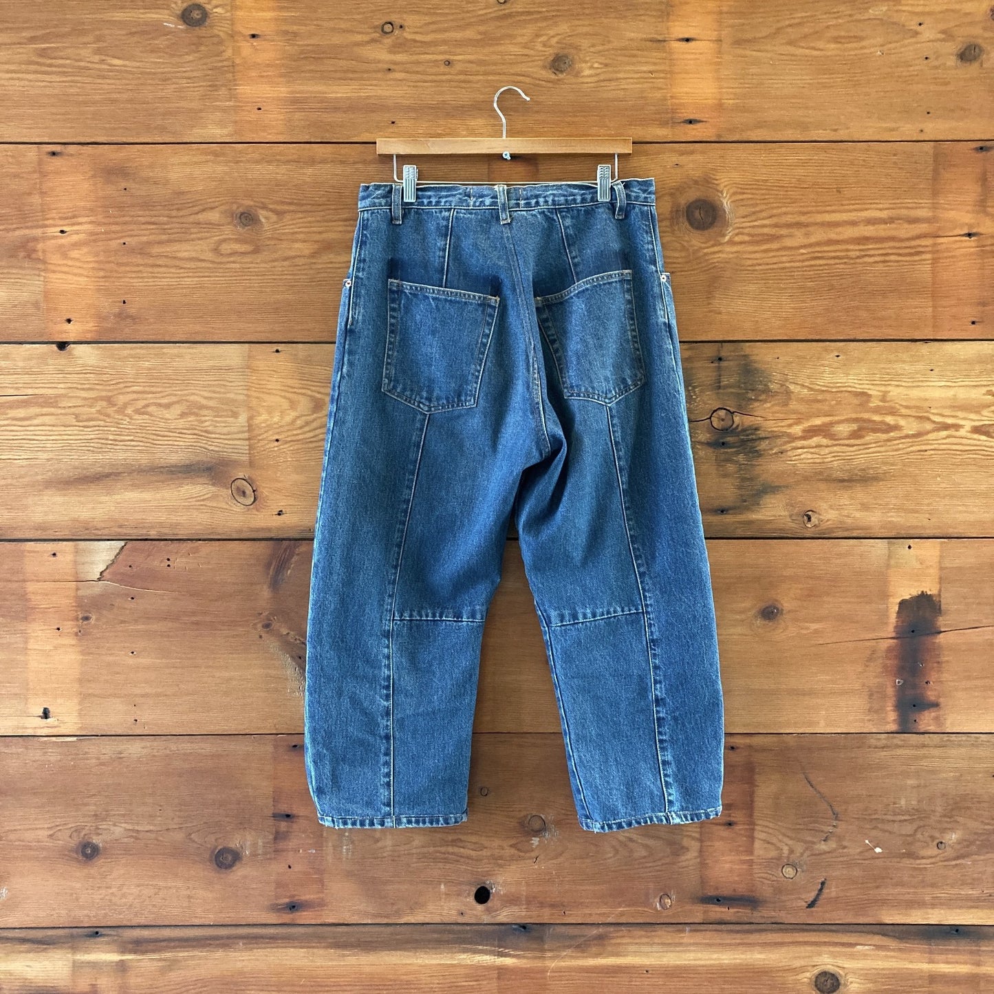 BB / Medium Short - Roucha Medium Wash Daphnis Barrel Baggy Leg Jeans 0326EN