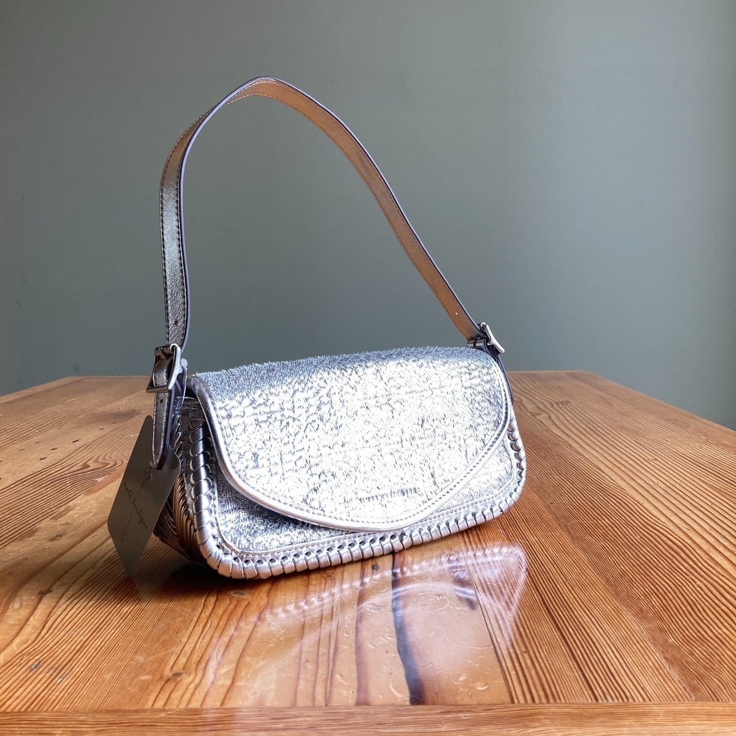 Aimee Kestenberg Silver All For Love Baguette Bag Purse - 0501SH