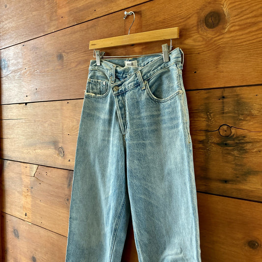 AGOLDE $198 Criss Cross Upsized Button Front Relaxed Jeans - Size 28 -1122KP