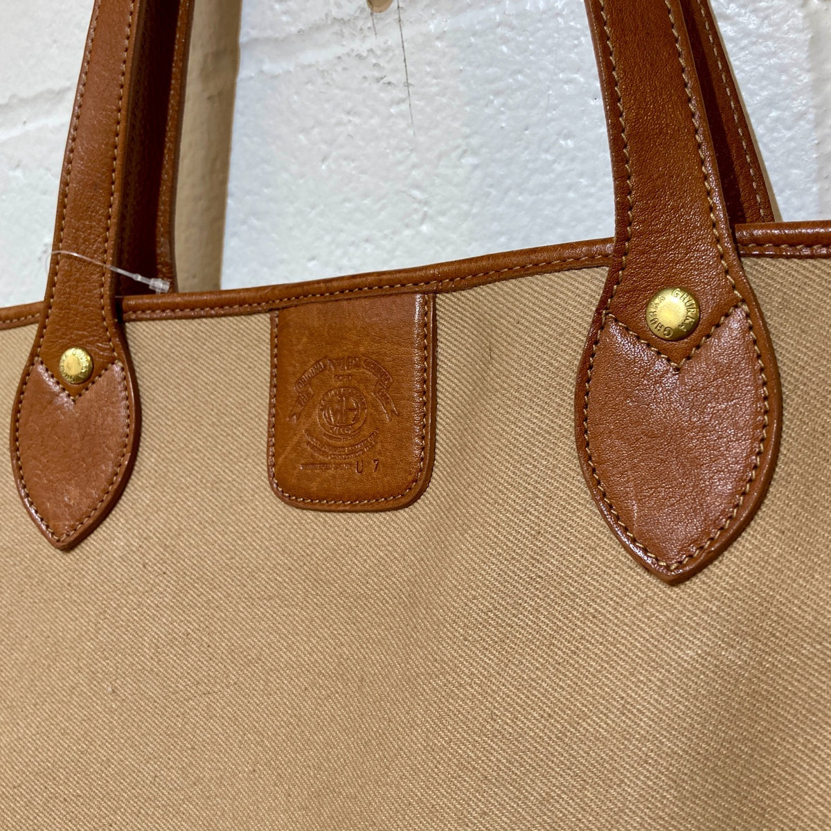 Ghurka Tan Canvas & Leather Original No. 162 Tote Bag Purse - 0210AM