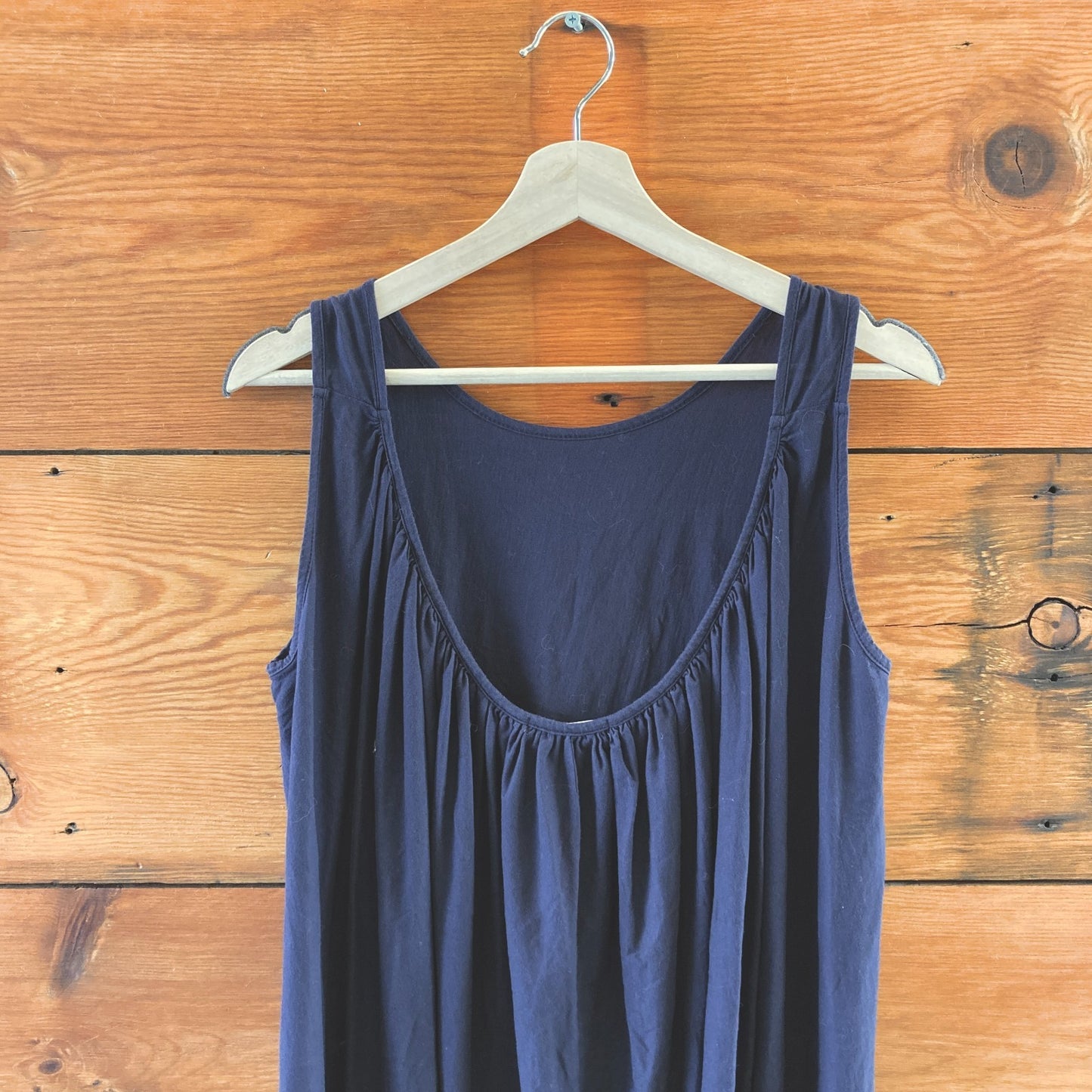 L - Black Crane 100% Cotton Black Low Back Sleeveless Maxi Dress 0416JW