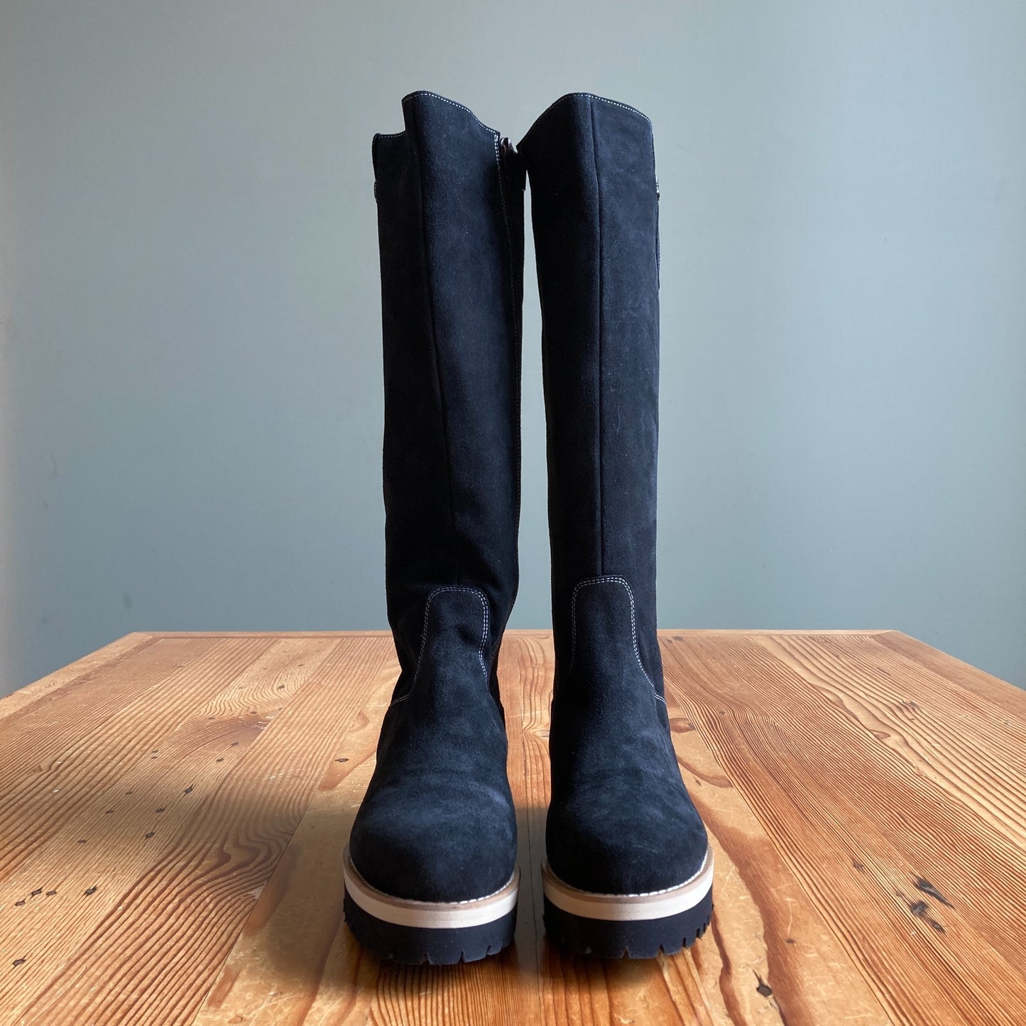 Girotti $522 Black Suede Leather Knee High Boots - Size 38 / 7.5 - NEW - 0803BM