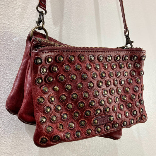Frye Reddish Brown Jenna Studded Disc Crossbody Bag Purse - 0501SE
