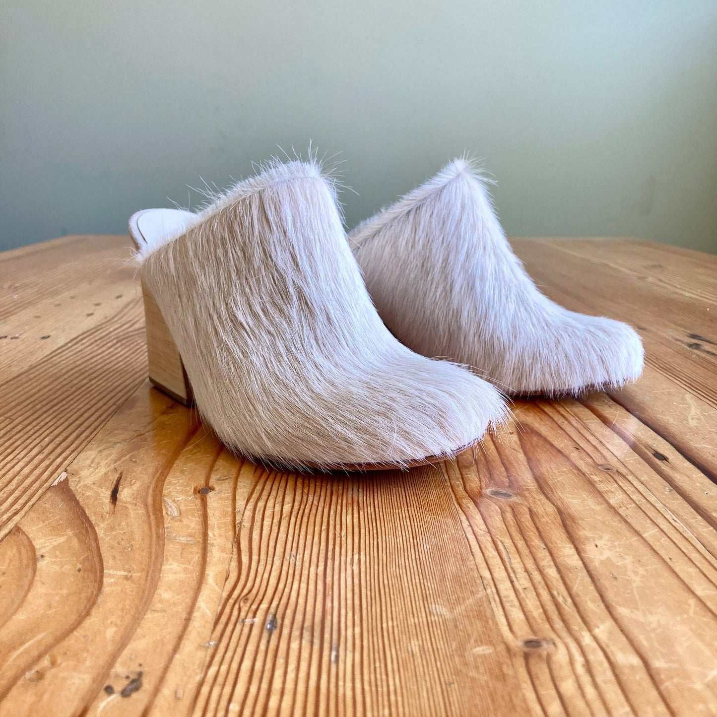 Rachel Comey $450 Pony Hair Wooden Heel Bose Clogs Shoes Slides - Sz 7 - 1125EA