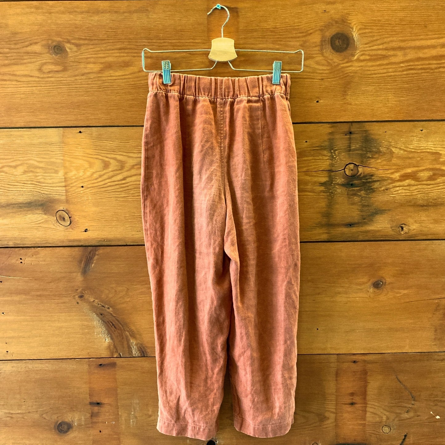 Elizabeth Suzann Rust Orange Elastic Waist Pull-On Linen Pants - 0823EP