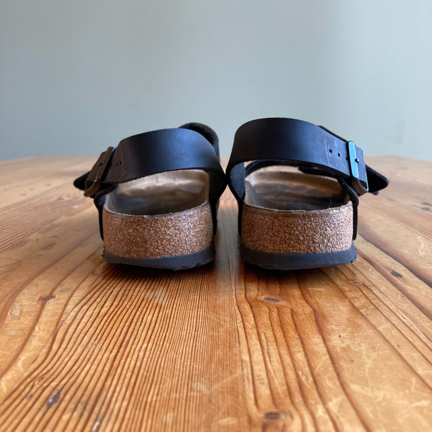 Birkenstock Black Leather Milano Two Strap Slingback Sandals - Sz 37 / 7- 1201AS