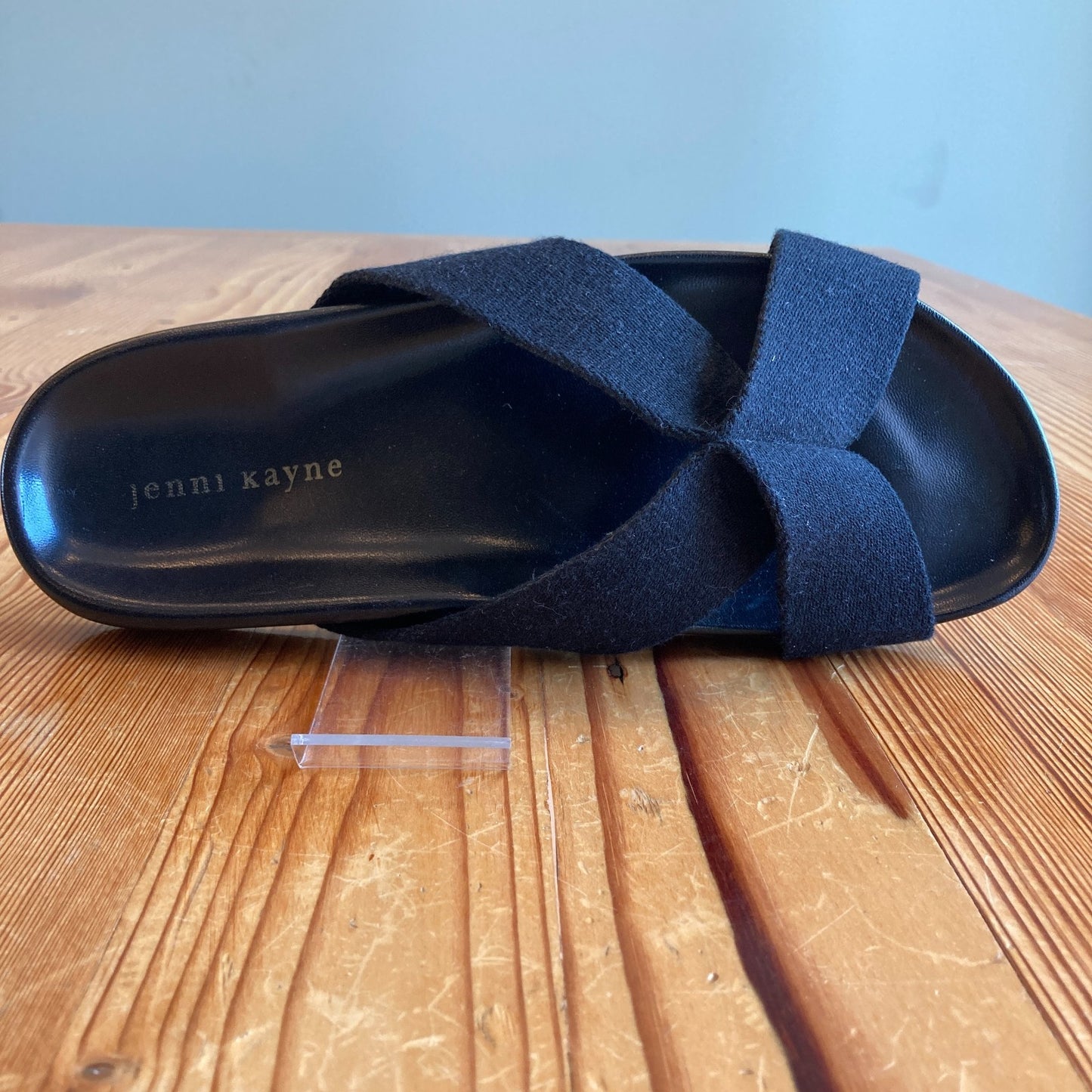 Jenni Kayne Black Cotton Crossover Leather Sandals - Size 41 / 11 - 0815CJ