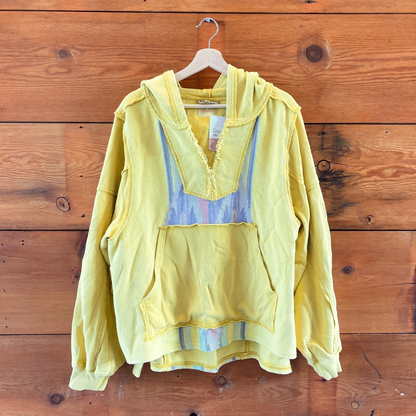 M - FP Movement $128 Free People Yellow Hooded Pullover Sweater NEW 1122CT