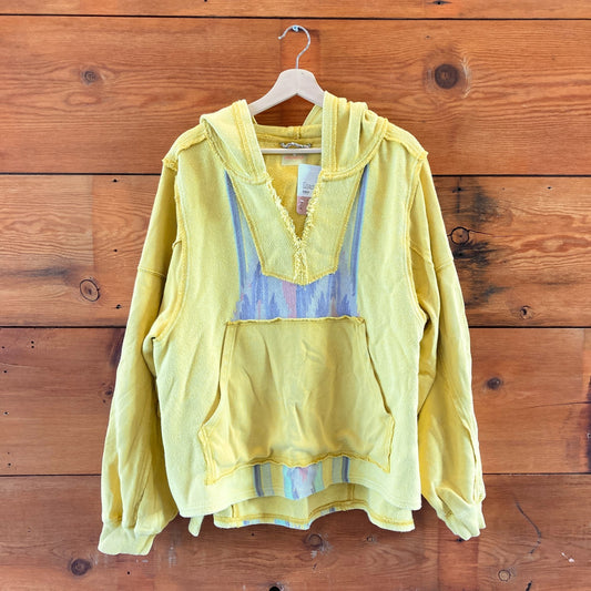 M - FP Movement $128 Free People Yellow Hooded Pullover Sweater NEW 1122CT