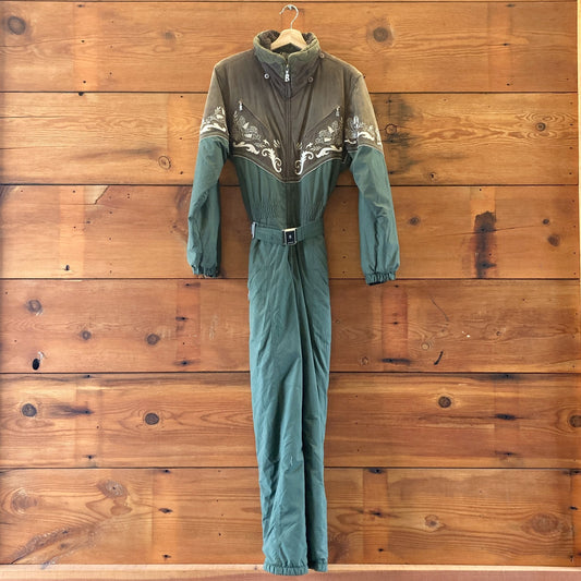 Vintage Bogner 90's Suede Embroidered Belted Rare Snowsuit - Size 10 - 0126LF