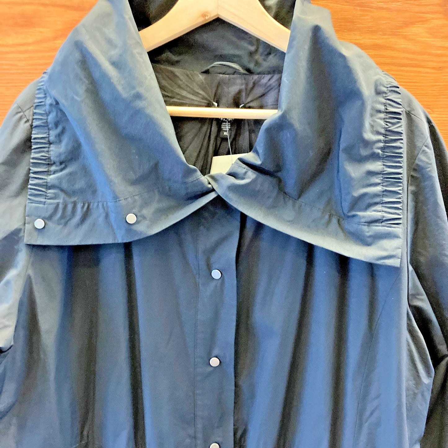 Eileen Fisher Black Snap Front Funnel Neck Lined Jacket - Size XL - 0106KA