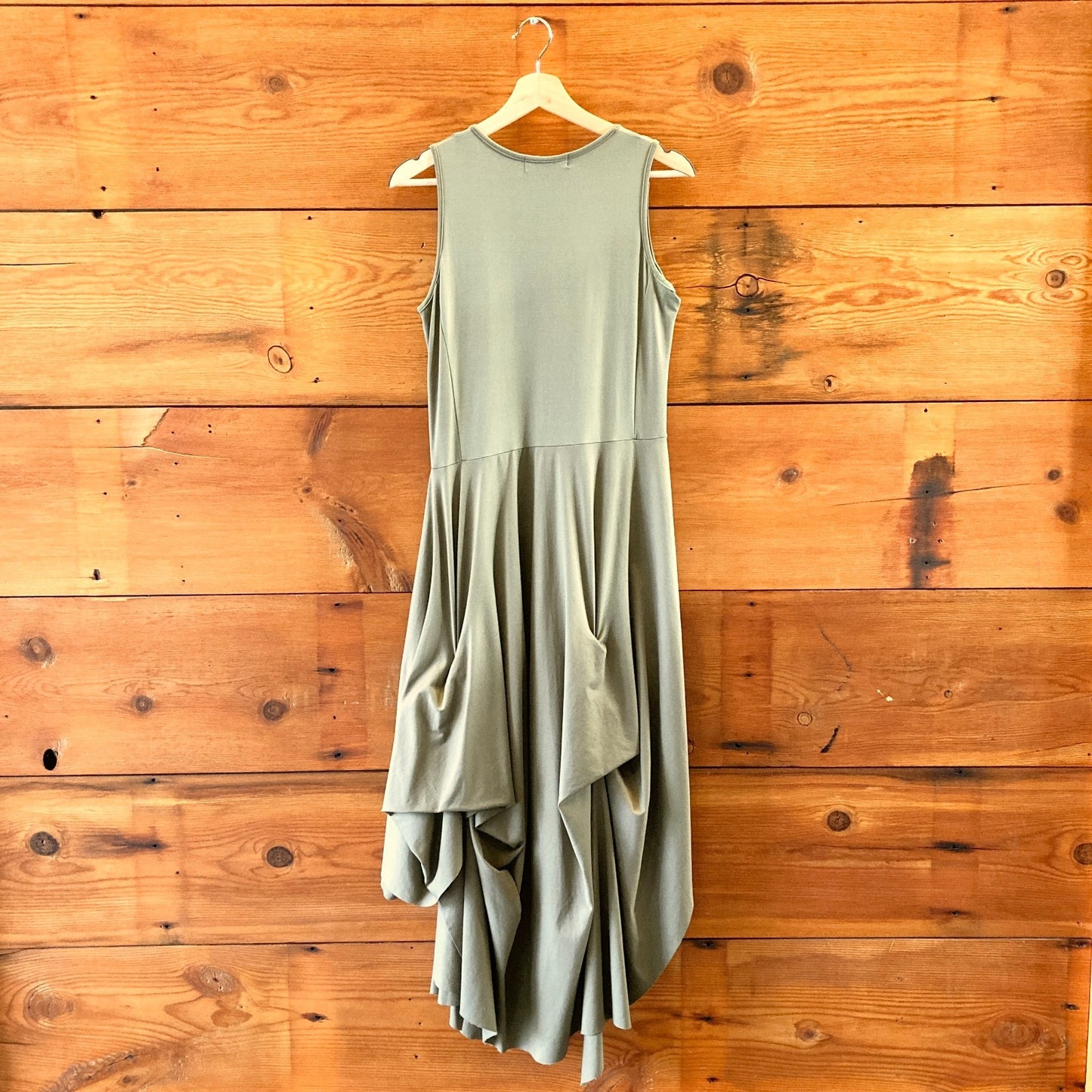 S - Ivan Grundahl Green Sleeveless Balloon Hem Lagenlook Dress 0719JK