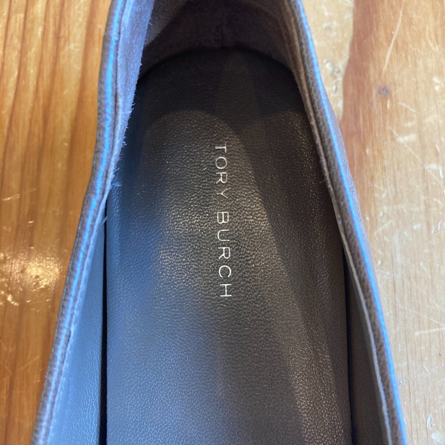 Tory Burch Brown & Silver Leather Capped Toe Flats Shoes - Size 10 - 0206BS
