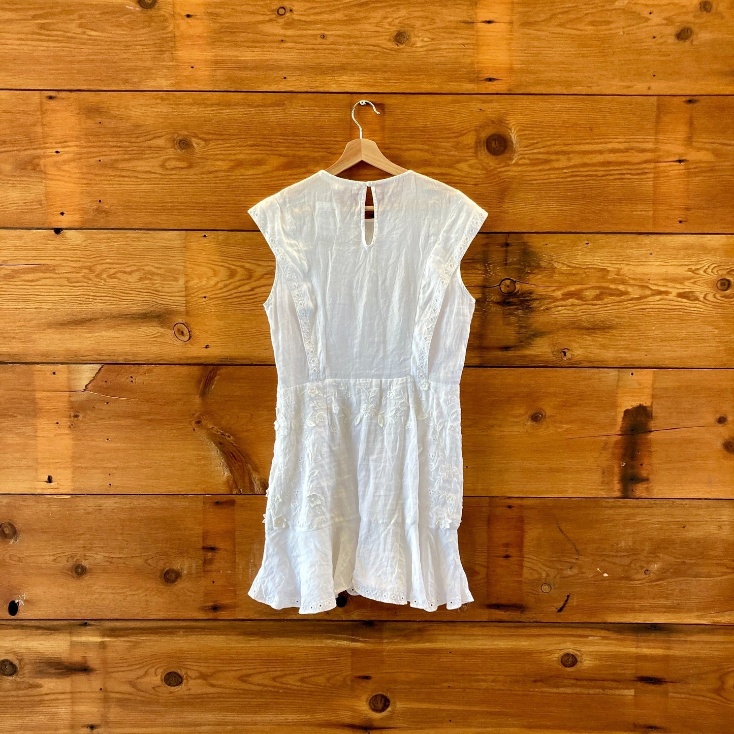 Veronica Beard White Embroidered Sleeveless Kerison Dress - Size 10 - 0617RF