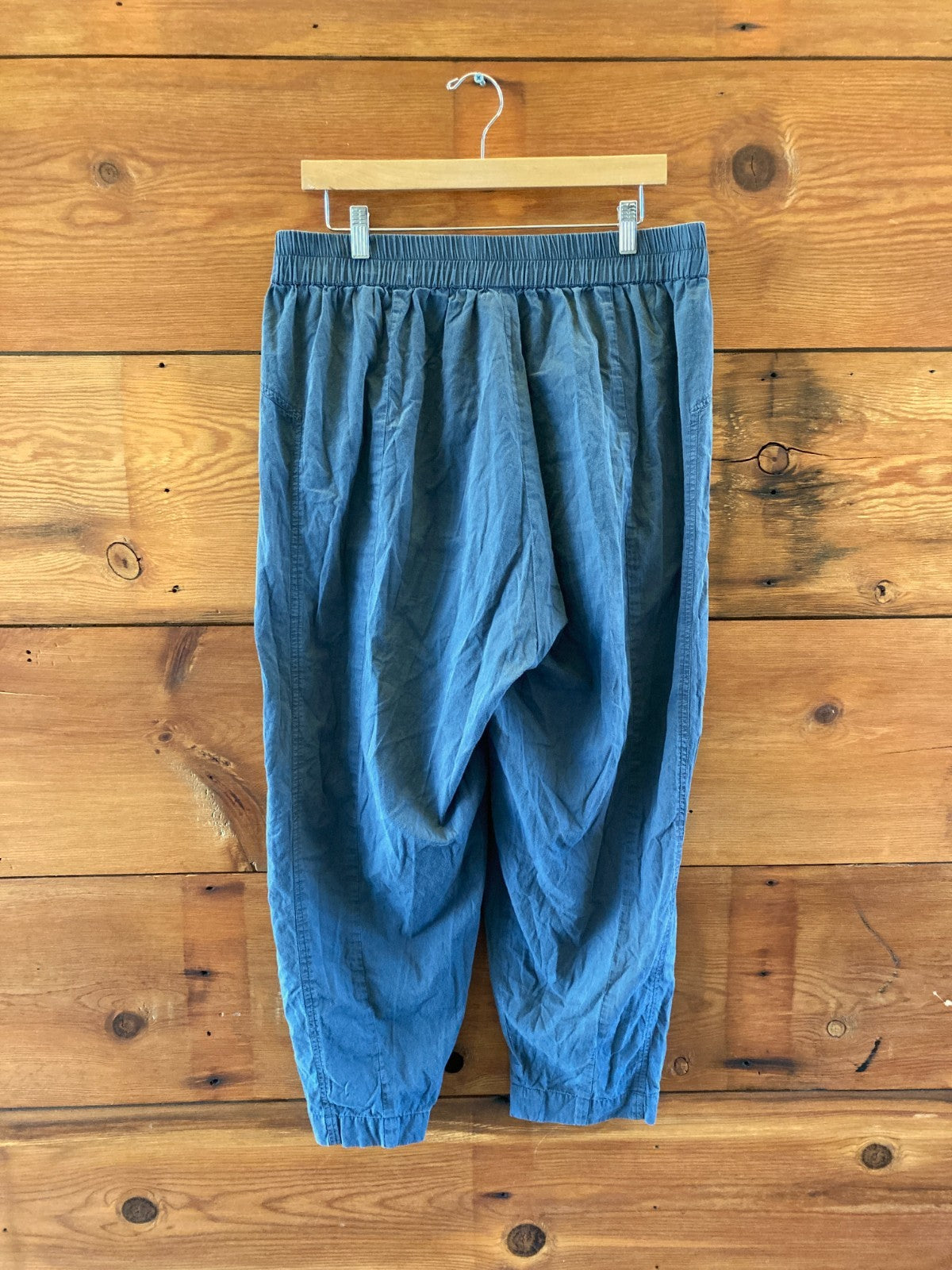Jarbo Gray Blue Elastic Waist Light Cotton Pants - Size XL - 0106KA