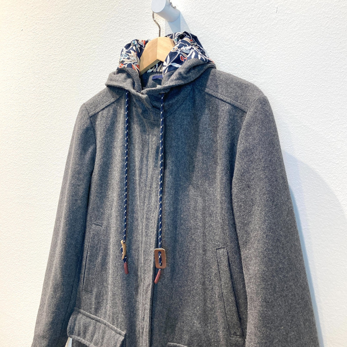 Bridge & Burn Local Designer Gray Wool Hooded Zip Up Lined Coat - Sz S - 0224TP