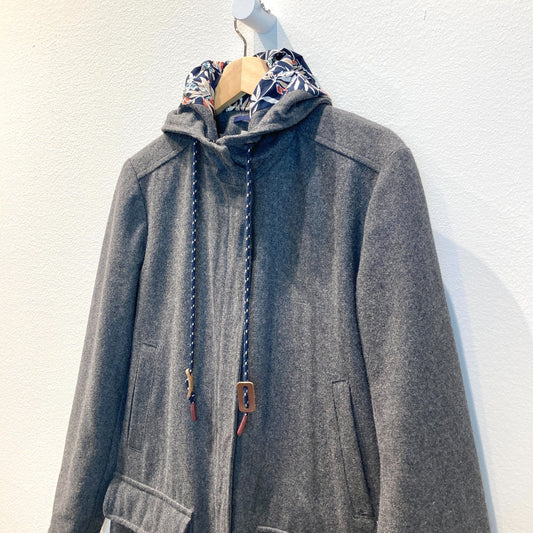 Bridge & Burn Local Designer Gray Wool Hooded Zip Up Lined Coat - Sz S - 0224TP