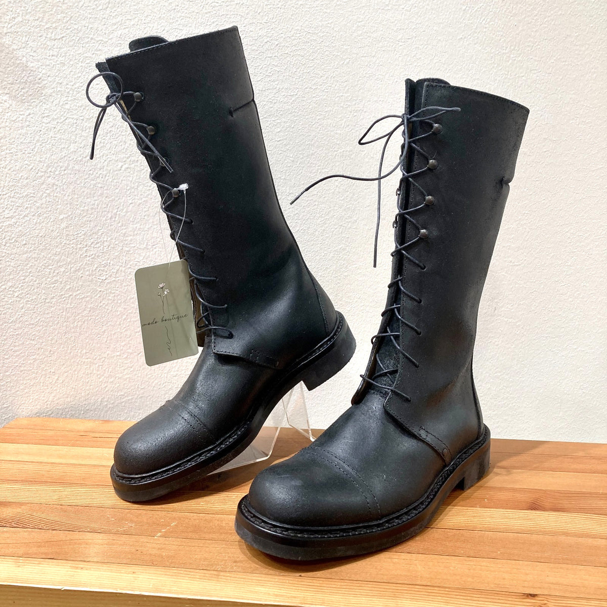 Costume National Black Lace Up High Combat Boots - Sz 37.5 - NEW w/ Box - 1122CT
