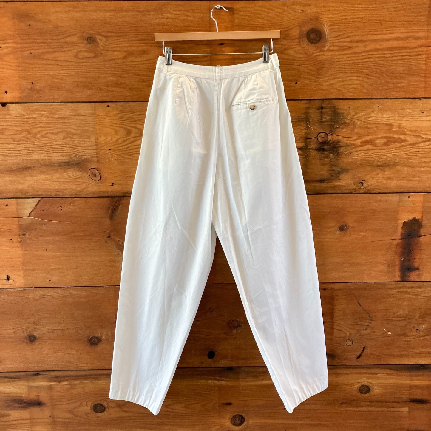 Doen White Grover Pleated Cotton Twill Tapered Pants - Size 6 - 0301JL