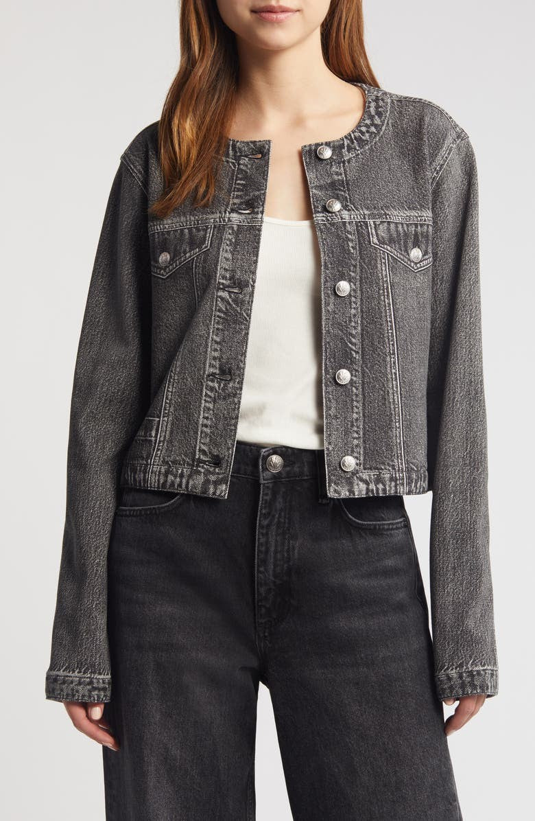 Rag & Bone Black Mirimar Trompe L'Oeil Denim Print Cora Jacket - Size M - 0222ME