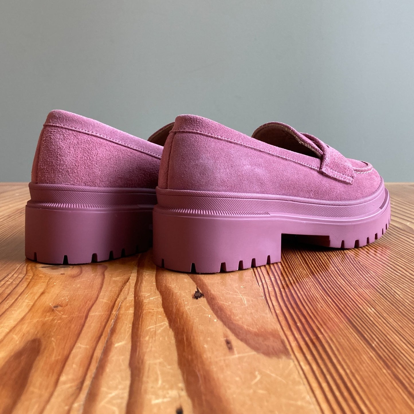 5.5 - Patina Pink Foxglove Suede Zoe Chunky Penny Loafer Shoes 0104KR
