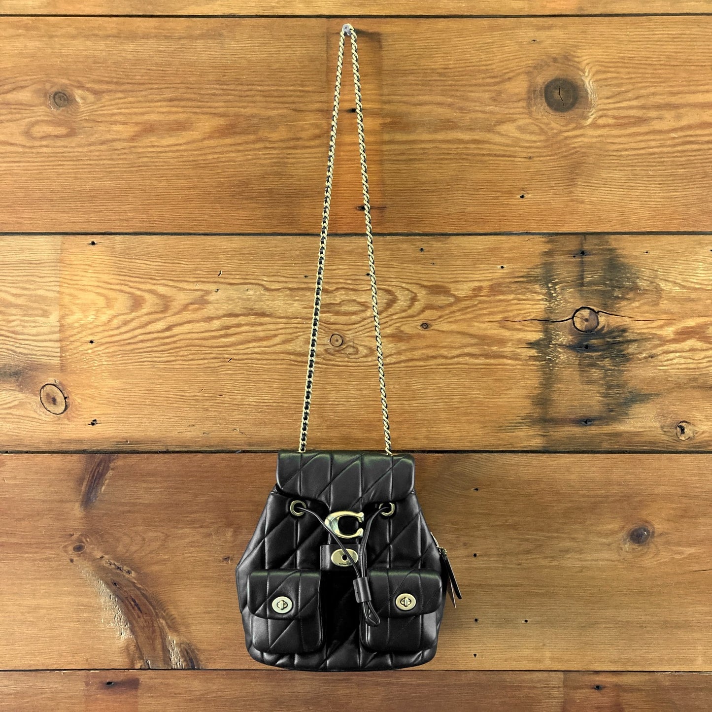 Coach Black Leather Pillow Quilted Tabby Mini Backpack Purse - 0830DH