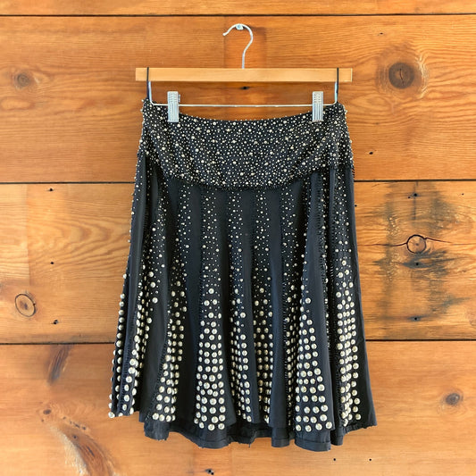 6 - Naeem Khan Black 100% Silk Beaded Embellished A Line Skirt 0920PW