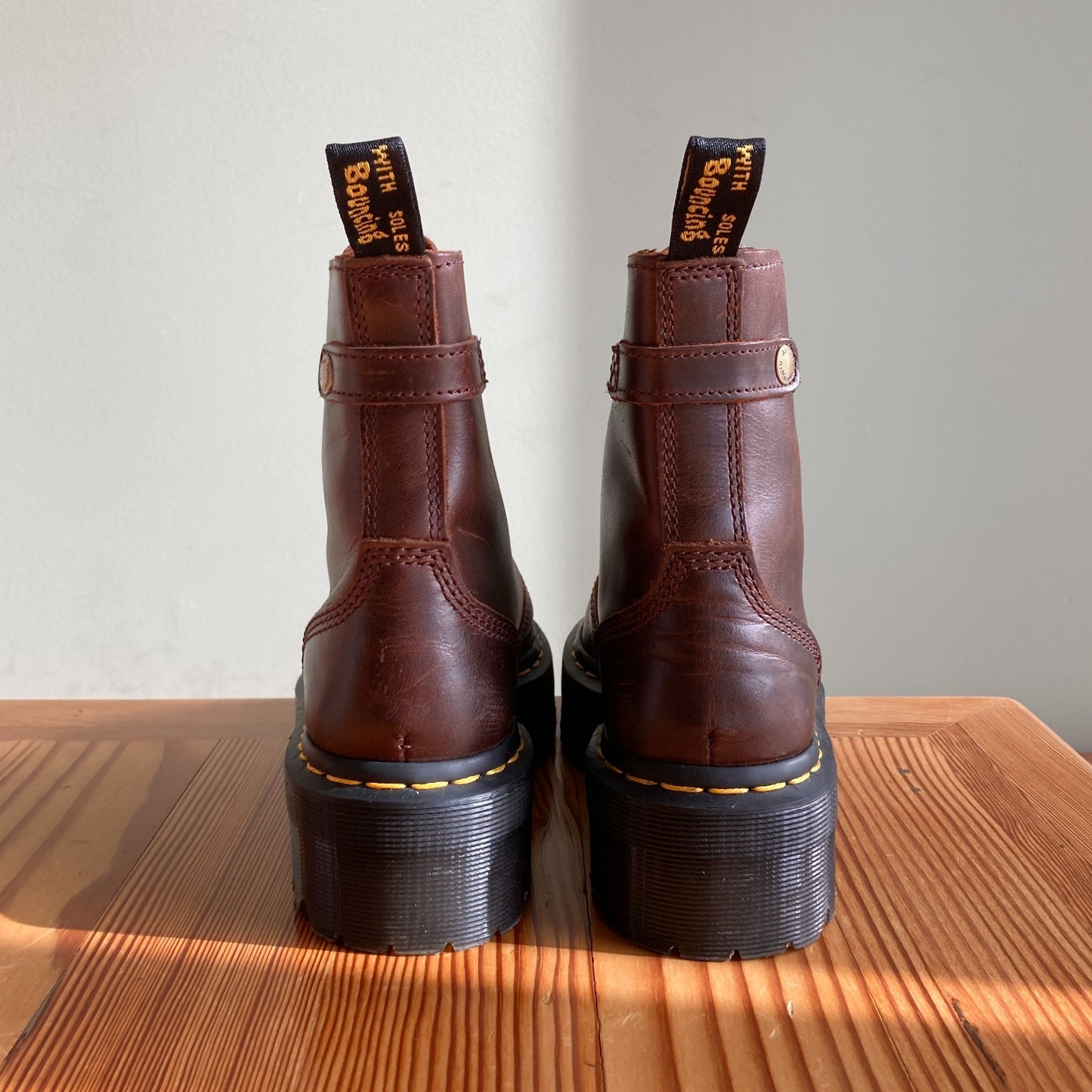 37 / 6 - Dr. Martens Dark Brown Leather Jetta Platform Boots w/ Zip 0312IG