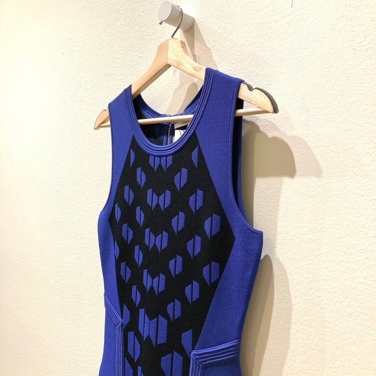 Diane von Furstenberg $365 Blue Franca Stretch Knit Dress - Sz S - NEW - 0428KS