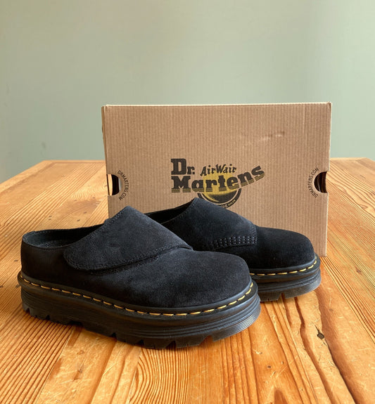 Dr. Martens Black Bronx Suede Zebzag Anywair Mules Shoes w/Box - Size 7 - 0425SV