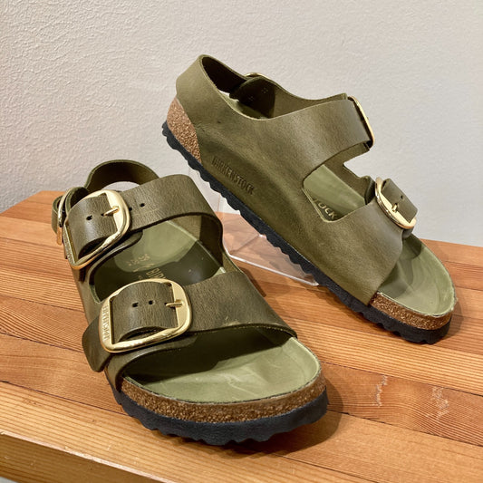 Birkenstock Olive Big Buckle Milano Sandals Shoes - Size 39 / 8 - NEW - 0425SV
