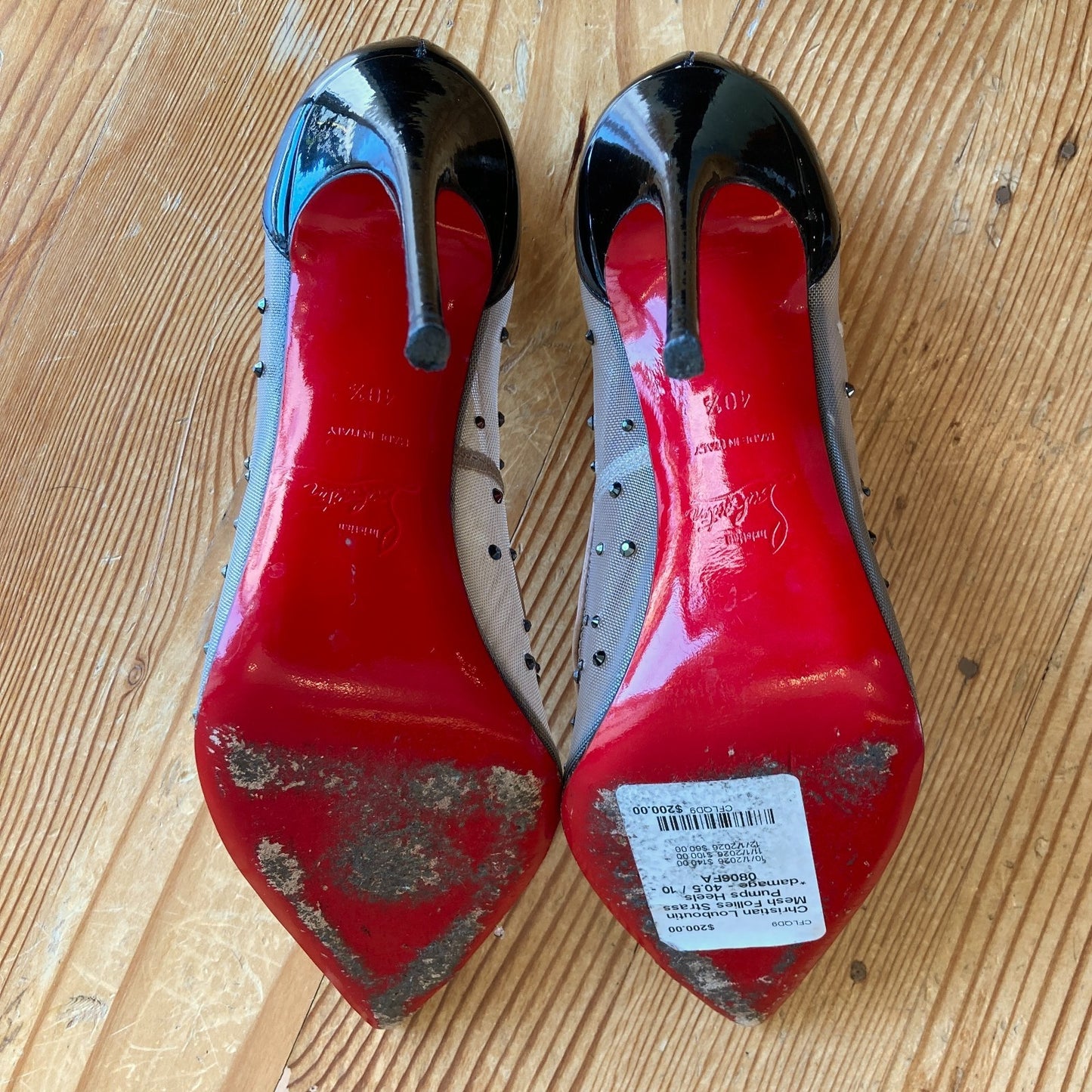 Christian Louboutin Mesh Follies Strass Pumps Heels *damage - 40.5 / 10 - 0806FA