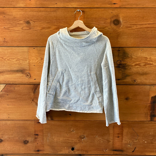 Nili Lotan Heathered Gray Hooded Pullover Roll Hem Sweatshirt - Size XS - 1105HT