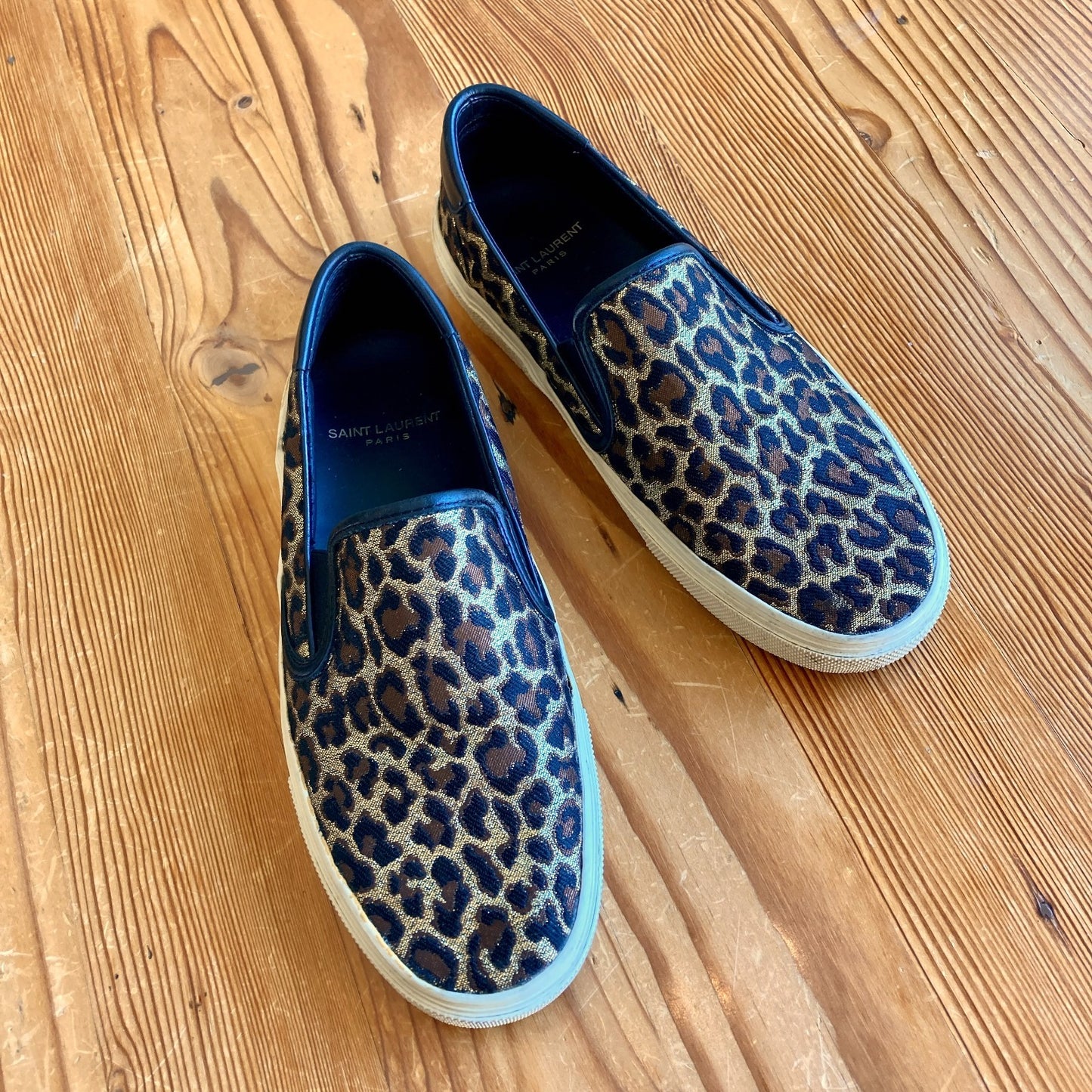 Saint Laurent Metallic Leopard Print Venice Shoes - Size 37 / 6.5 US - 0425KN