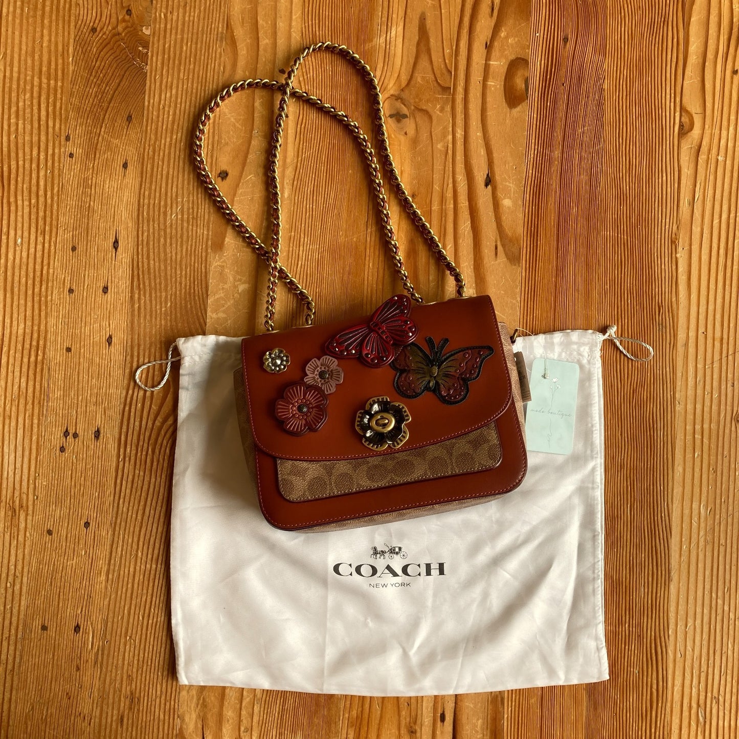 Coach NEW Signature Coated Canvas Butterfly Floral Madison Shoulder Bag - 0731LR
