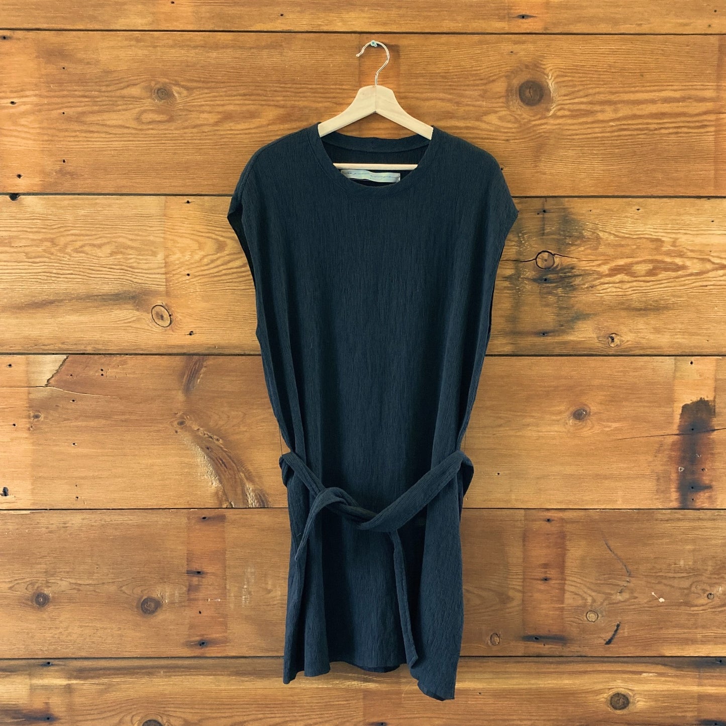 Raquel Allegra Black Textured Sleeveless Tie Waist Dress - Size 2 / M - 0114VA