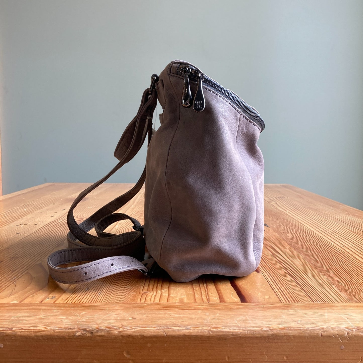 Hobo International Gray Top Zip Small Leather River Backpack Bag - 0505CM