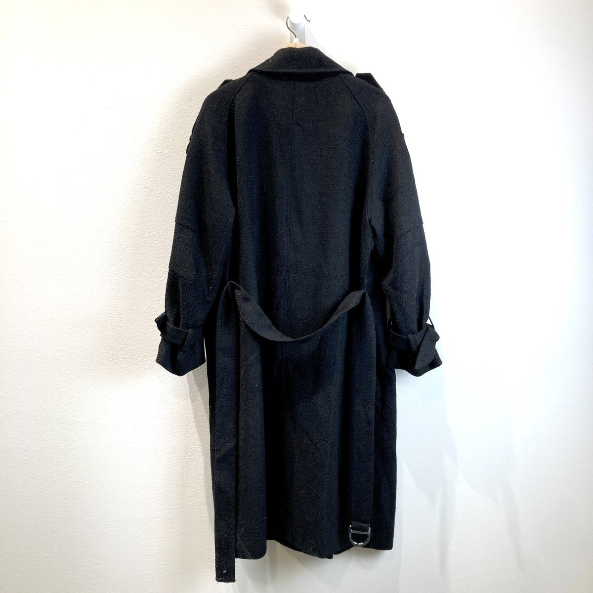 Maje $685 Black Button Up Belted Long Overcoat Jacket - Sz 42 / L - NEW - 1012HA