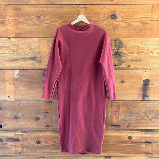S - Frank & Eileen Cranberry Red Isabelle Izzie Funnel Neck Fleece Dress 0916VB