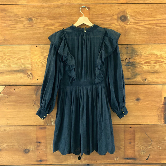 Ulla Johnson Black Cotton Broderie Anglaise Mini Dress - Size 4 - 0419QD