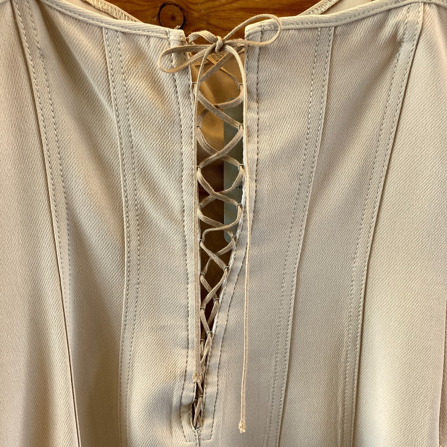 Atos Lombardini Vintage Y2K Tan Laced Back Bodycon Mini Dress - Size S - 0428OM
