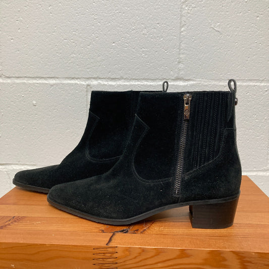 Donald Pliner Black Suede NEW Banks Western Heel Ankle Boots - Size 8.5 - 0320JS