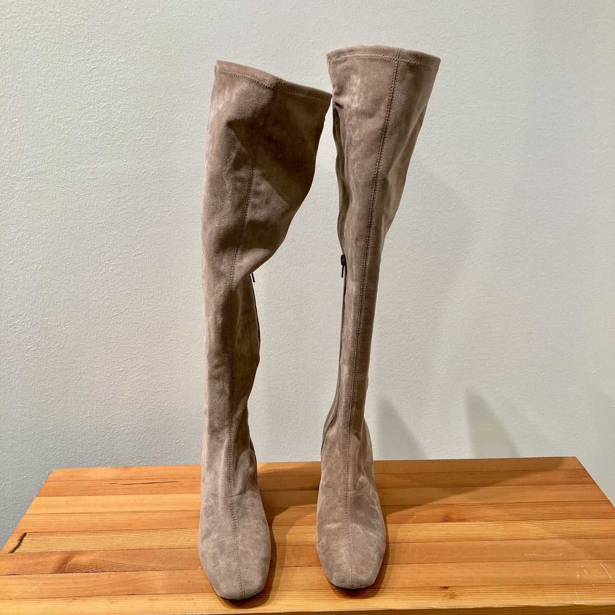 Silent D Taupe Stretch Microsuede Knee-High Boots - Size 38 / 8 - 0913AY