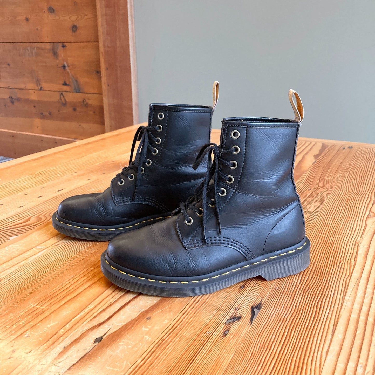 7 - Dr. Martens Black Vegan Leather 1460 Felix Combat Boots 0410KB