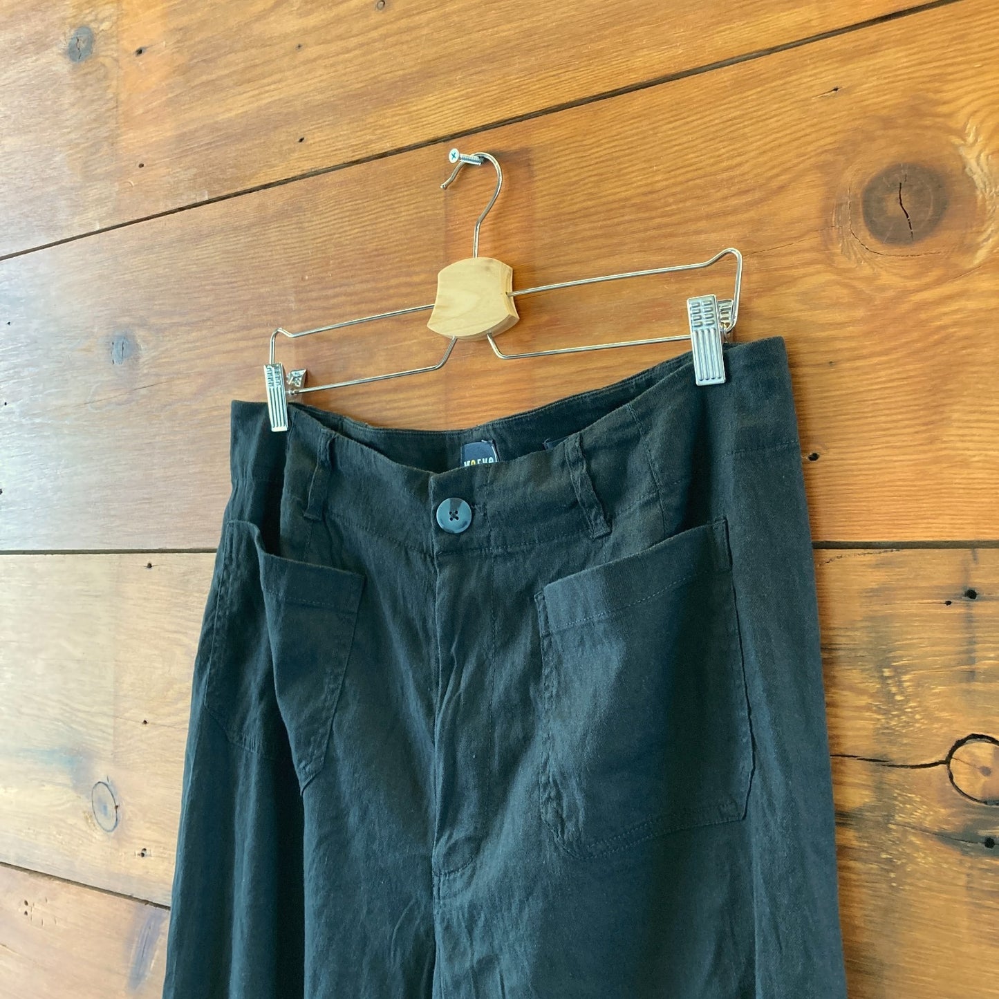 Maeve Anthropologie Black Colette Patch Pocket Linen Pants - Size 33 T - 0419JP